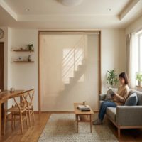 リビング階段の冷気を