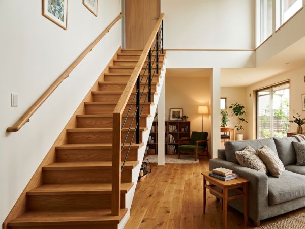 リビング階段の冷気対策としてリフォームで扉を付ける。