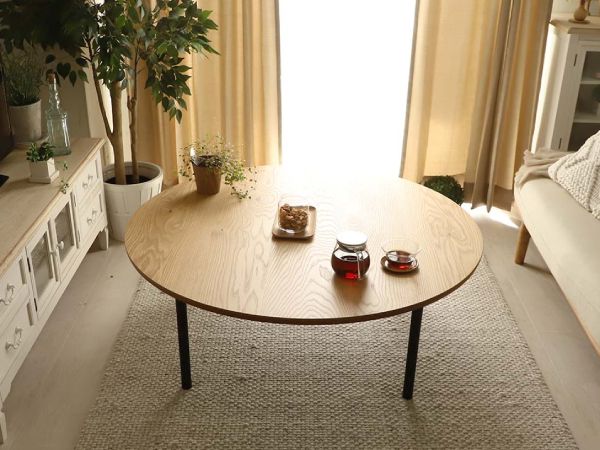 黒脚がかわいい円形こたつテーブル『ルールス』