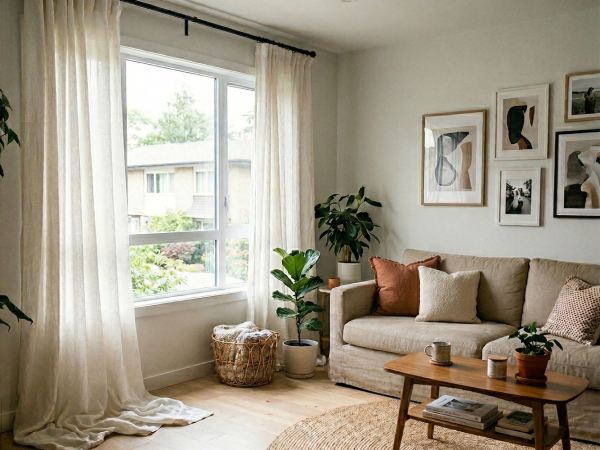 カーテンの長さ調節が大変な時は、パトリングスタイルのカーテンも良い