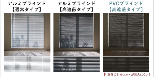 通常と高遮蔽ブラインドの遮光性の比較