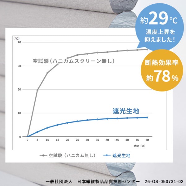 ツインタイプのハニカムスクリーンの遮熱効果