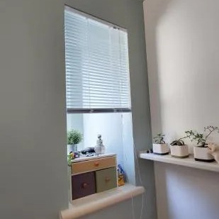 ブラインドが取り付けられた出窓