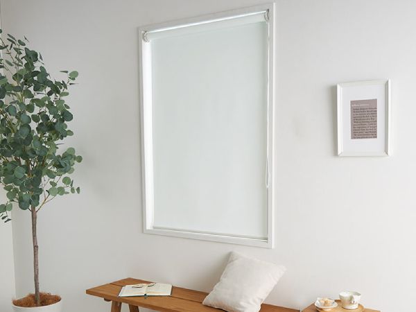 窓に取り付けられたロールスクリーン