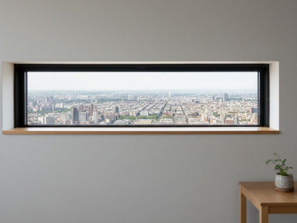 カーテンレールのついていない腰高窓