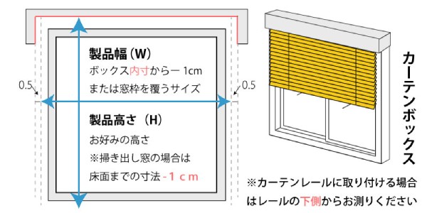 カーテンレール付けハニカムスクリーンの採寸方法