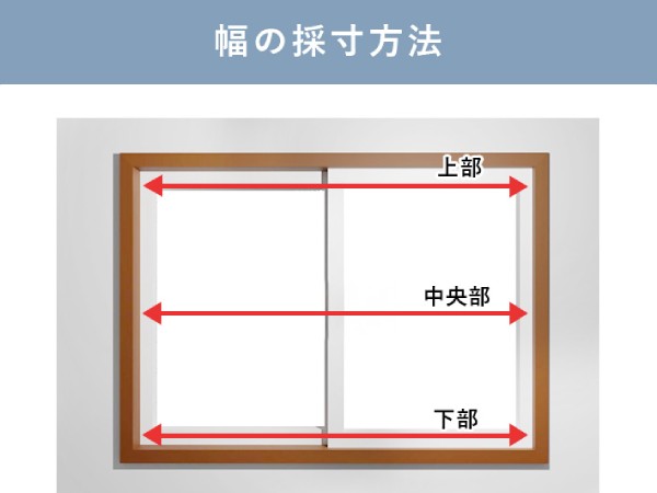 ハニカムスクリーンの幅の採寸箇所