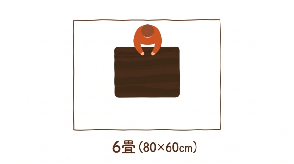 部屋の広さが6畳で、こたつサイズが 80×60cm